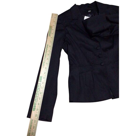 H&M Women's Three Button Blazer Jacket Size 8 Black Career Coat NEW with tags - Picture 8 of 9
